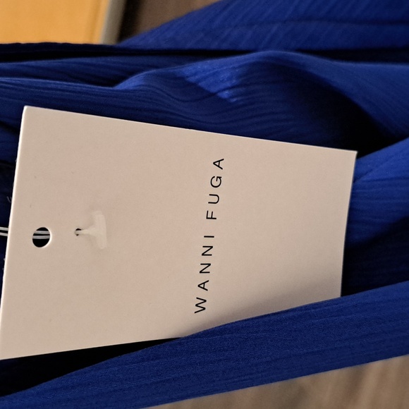 Wanni Fuga Blue Maxi Fringe One Shoulder Dress NEW - Picture 6 of 9